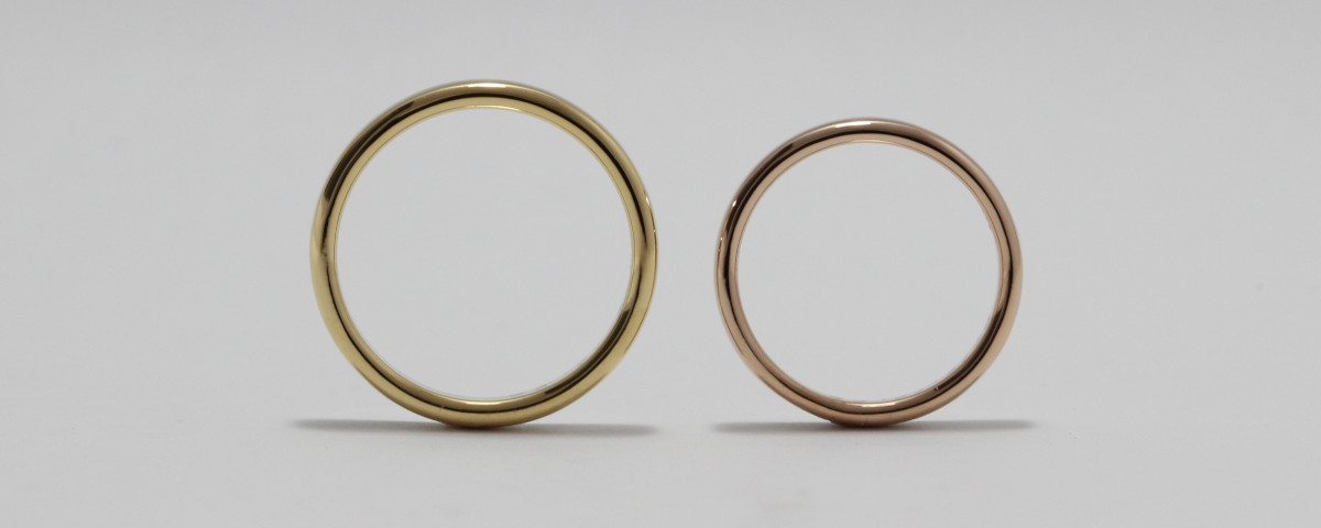 イエロー、ピンク、カラーゴールドの結婚指輪
